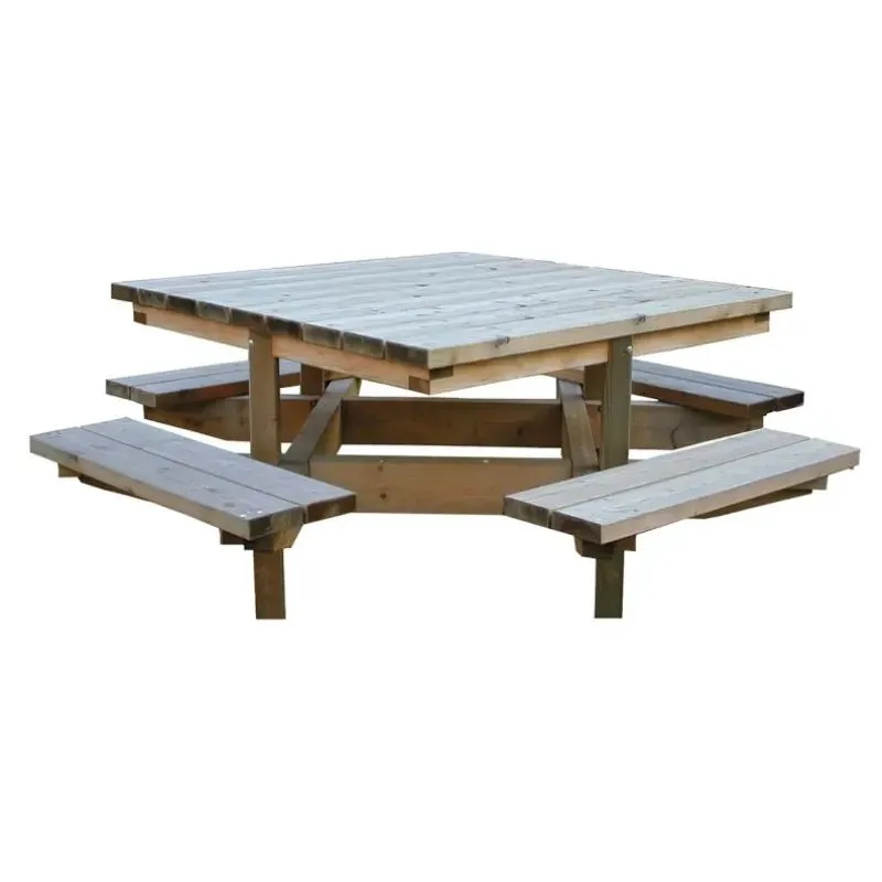 Table de pique nique pour collectivité en bois carrée Table de pique nique pour collectivité en bois carrée