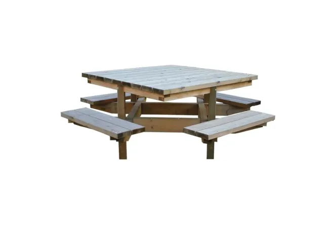 Table de pique nique pour collectivité en bois carrée Table de pique nique pour collectivité en bois carrée