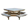 Table de pique nique pour collectivité en bois carrée Table de pique nique pour collectivité en bois carrée