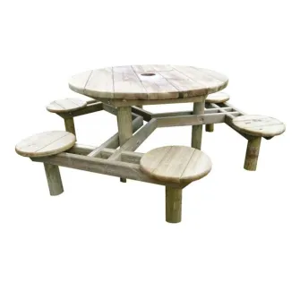 Table pique-nique ronde en bois 6 places