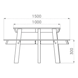 Dimensions de la table en bois pique-nique Lyon