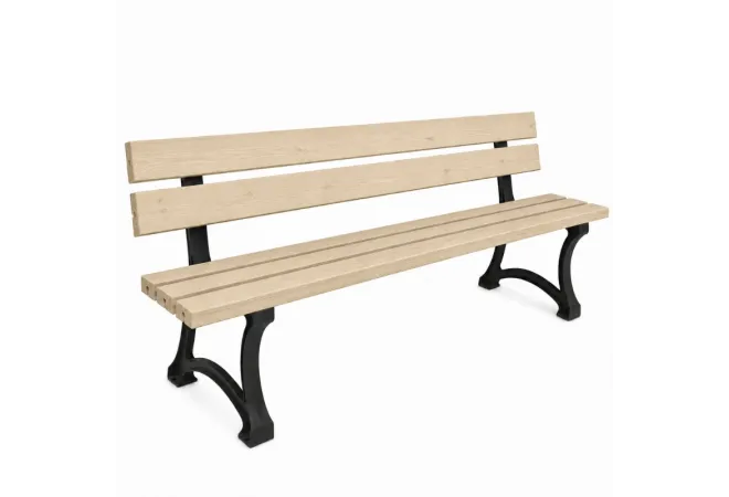 Banc urbain en pin et piètement en fonte Banc urbain en pin et piètement en fonte