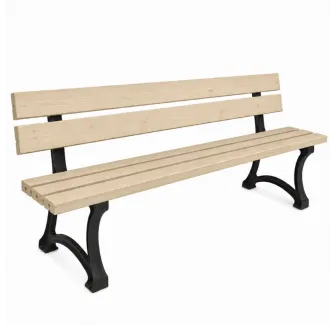 Banc urbain en pin et piètement en fonte