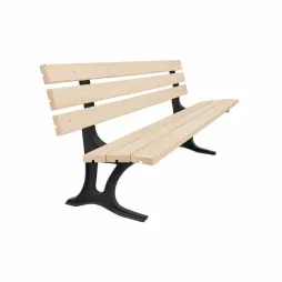 Banc avec 6 lames en pin certifié FSC et piètement en fonte