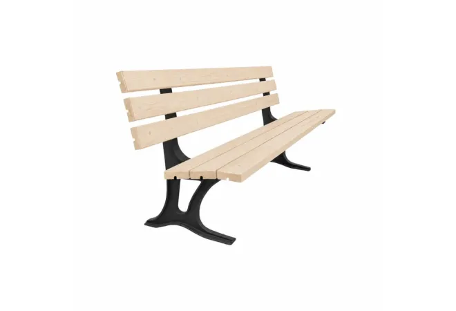 Banc avec 6 lames en pin certifié FSC et piètement en fonte