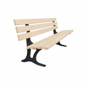 Banc avec 6 lames en pin certifié FSC et piètement en fonte