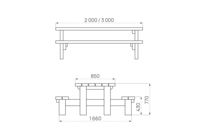 Dimensions de la table pique-nique bois version standard ou PMR Dimensions de la table pique-nique bois version standard ou PMR