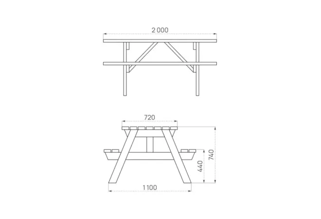 Dimensions de la table bois avec banc exterieur Dimensions de la table bois avec banc exterieur