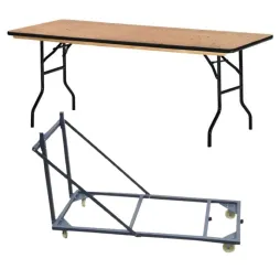 Lot table en bois pliante et chariot Lot table en bois pliante et chariot