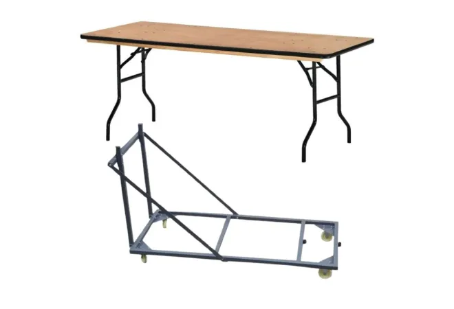 Lot table en bois pliante et chariot Lot table en bois pliante et chariot