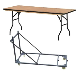 Lot table en bois pliante et chariot