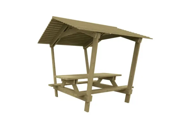 Table pique-nique avec toit en bois Table pique-nique avec toit en bois
