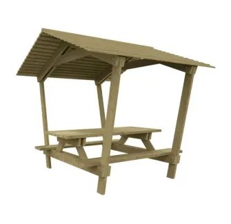 Table pique-nique avec toit en bois
