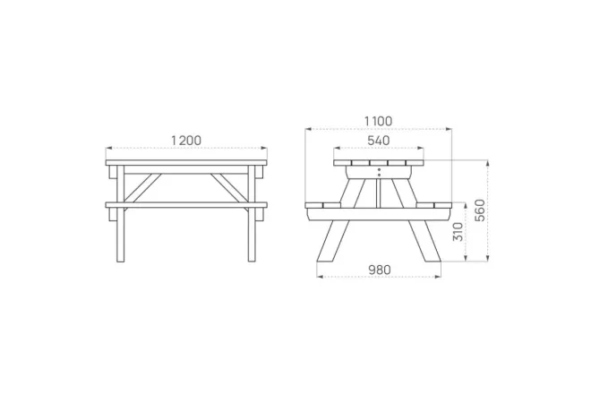 Dimensions de la table de pique-nique en bois pour enfants Dimensions de la table de pique-nique en bois pour enfants