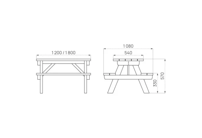 Dimensions de la table de pique-nique en bois enfant Dimensions de la table de pique-nique en bois enfant