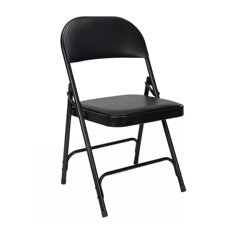 Chaise pliante en vinyle noir Chaise pliante en vinyle noir