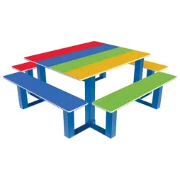 Table de pique nique acier et PEHD coloré pour enfants Table de pique nique acier et PEHD coloré pour enfants