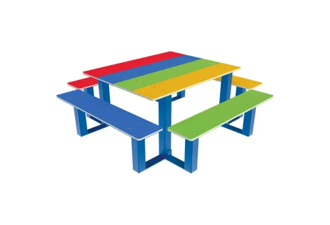 Table de pique nique acier et PEHD coloré pour enfants Table de pique nique acier et PEHD coloré pour enfants