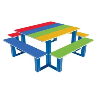 Table de pique nique acier et PEHD coloré pour enfants