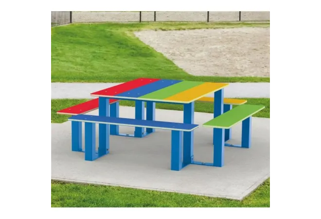 Table picnic colorée pour enfants en PEHD et métal Table picnic colorée pour enfants en PEHD et métal