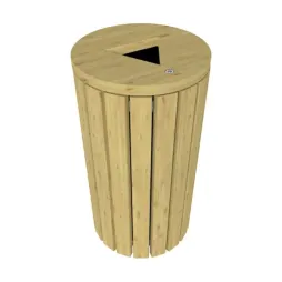 Poubelle de ville ronde en bois de 110 litres Poubelle de ville ronde en bois de 110 litres