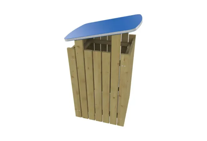 Poubelle publique en bois avec toit en PEHD Poubelle publique en bois avec toit en PEHD