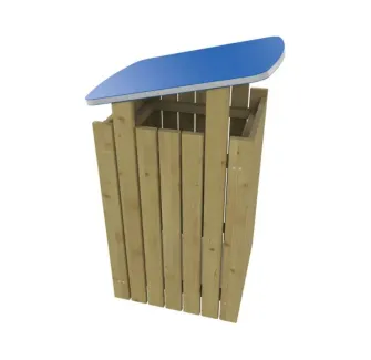 Poubelle publique en bois avec toit en PEHD