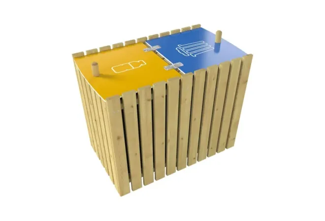 Poubelle de tri sélectif en bois de 2 X 100 litres