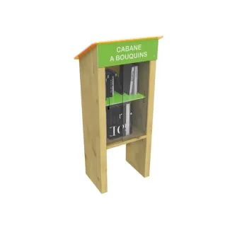 Cabane à bouquins en bois et PEHD avec vitrine