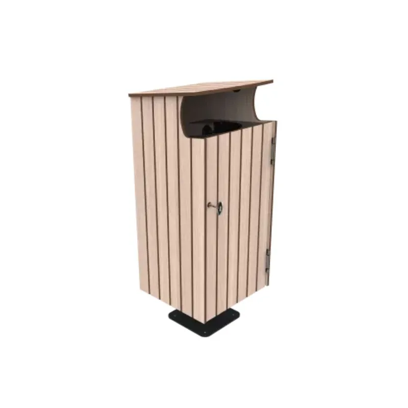 Poubelle urbaine en stratifié compact chêne clair Poubelle urbaine en stratifié compact chêne clair