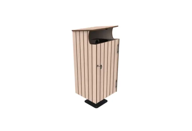Poubelle urbaine en stratifié compact chêne clair Poubelle urbaine en stratifié compact chêne clair