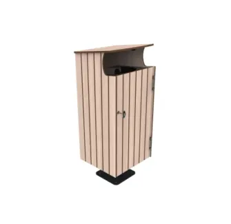 Poubelle urbaine en stratifié compact chêne clair