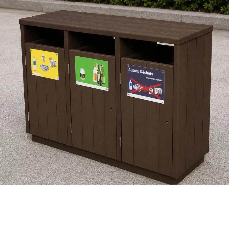 Poubelle extérieure en plastique recyclé pour le tri sélectif