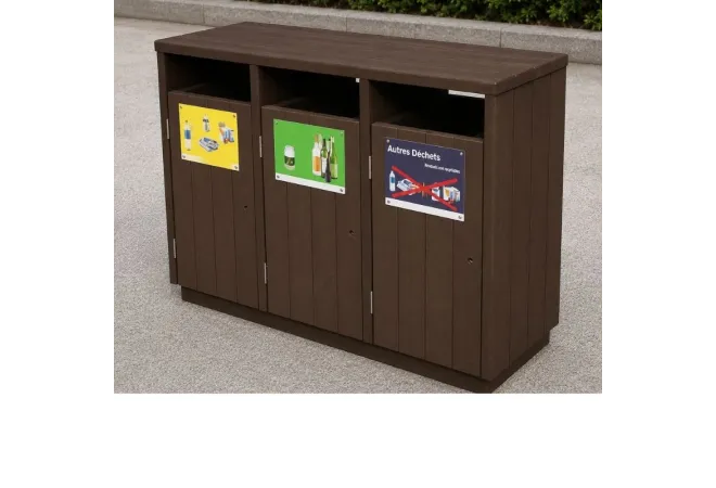 Poubelle extérieure en plastique recyclé pour le tri sélectif