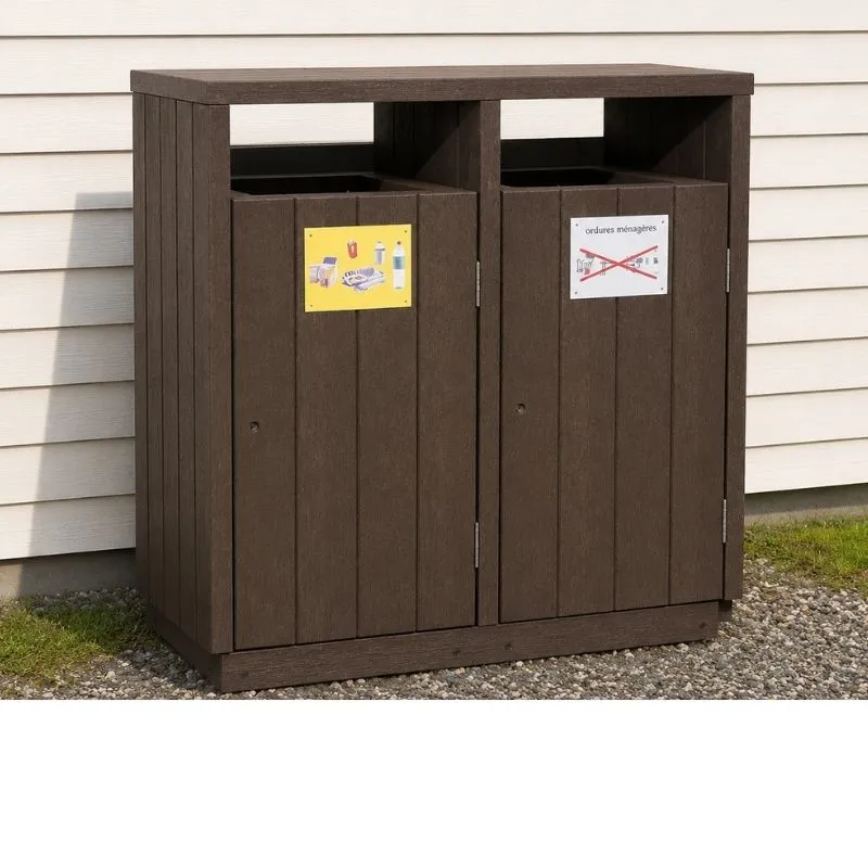 Corbeille urbaine pour tri sélectif plastique recyclé