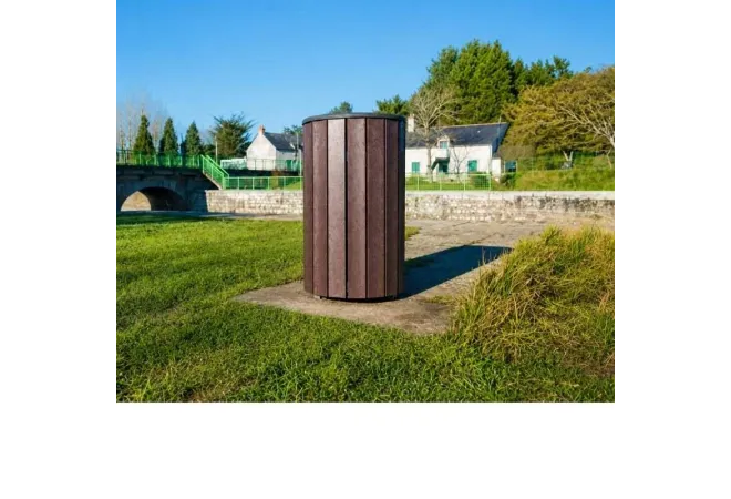 Poubelle de ville ronde en plastique recyclé Poubelle de ville ronde en plastique recyclé