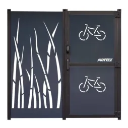Abri 2 roues sécurisé avec bardage ajouré motifs roseaux Abri 2 roues sécurisé avec bardage ajouré motifs roseaux