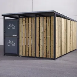 Abri 2 roues sécurisé en acier et bardage en bois Abri 2 roues sécurisé en acier et bardage en bois
