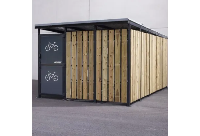 Abri 2 roues sécurisé en acier et bardage en bois Abri 2 roues sécurisé en acier et bardage en bois
