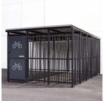 Abri deux-roues sécurisé en acier et bardage Bambou