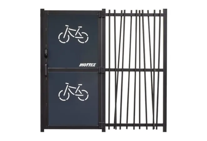 Porte sécurisé par digicode de l'abri deux roues Porte sécurisé par digicode de l'abri deux roues