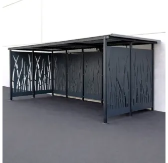 Abri 2 roues 5x2m en acier motif roseaux