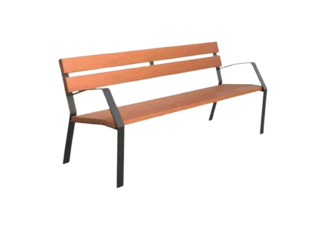 Banc jardin public en bois exotique 6 lames 180 cm Banc jardin public en bois exotique 6 lames 180 cm