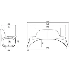 Dimensions du banc urbain design en plastique Dimensions du banc urbain design en plastique