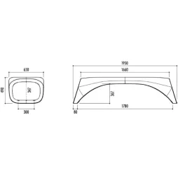 Dimensions de la banquette en polyéthylène Dimensions de la banquette en polyéthylène