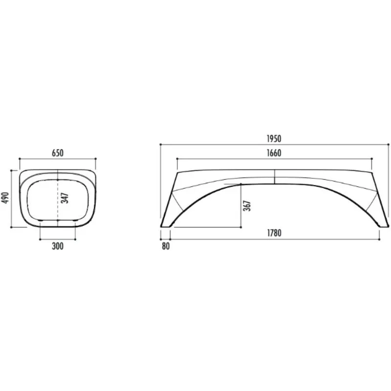 Dimensions de la banquette en polyéthylène Dimensions de la banquette en polyéthylène