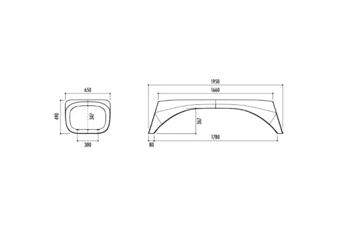 Dimensions de la banquette en polyéthylène Dimensions de la banquette en polyéthylène