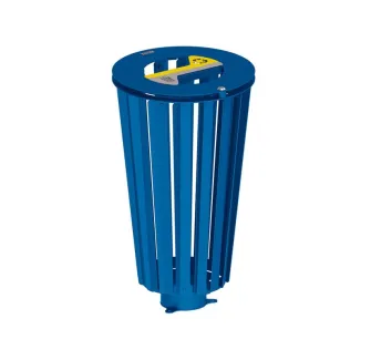 Corbeille de tri acier bleu signalétique jaune/grise