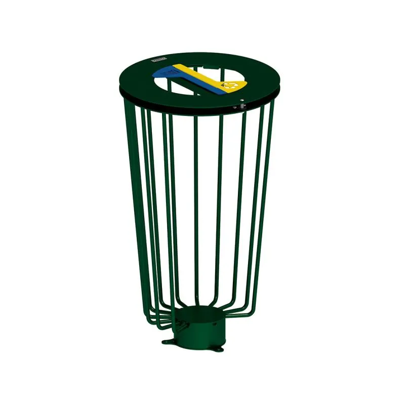 Poubelle vigipirate de tri sélectif verte signalétique jaune/bleue