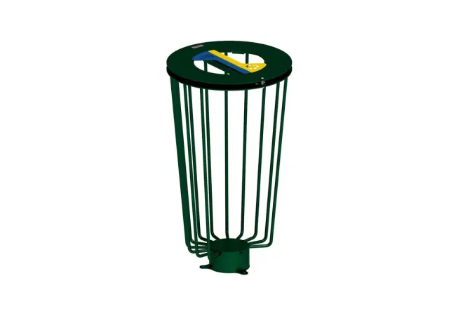 Poubelle vigipirate de tri sélectif verte signalétique jaune/bleue